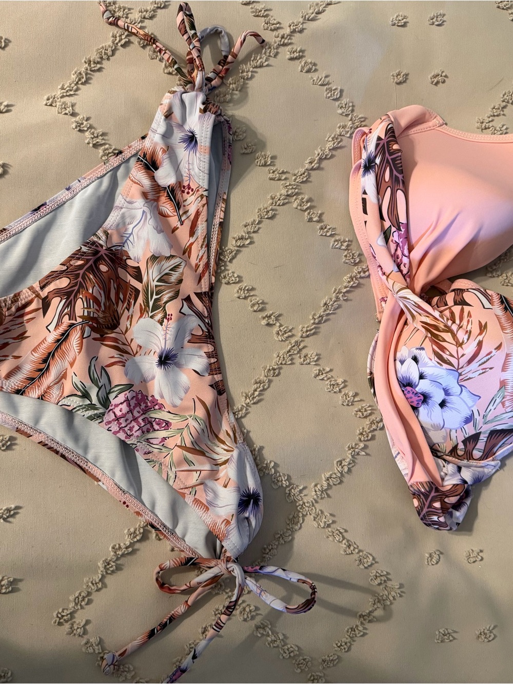 Floral Pink Tie-Front Bikini Set